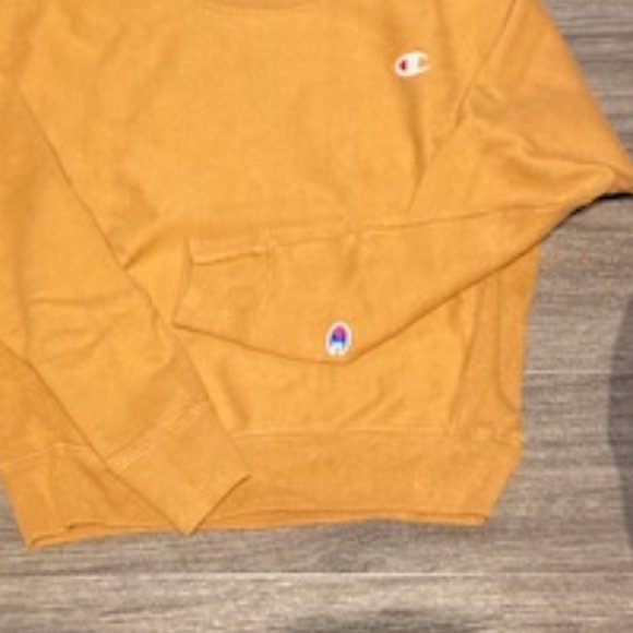 X-Small, Brown Champion Crew-Neck Hoodie. - Picture 2 of 2